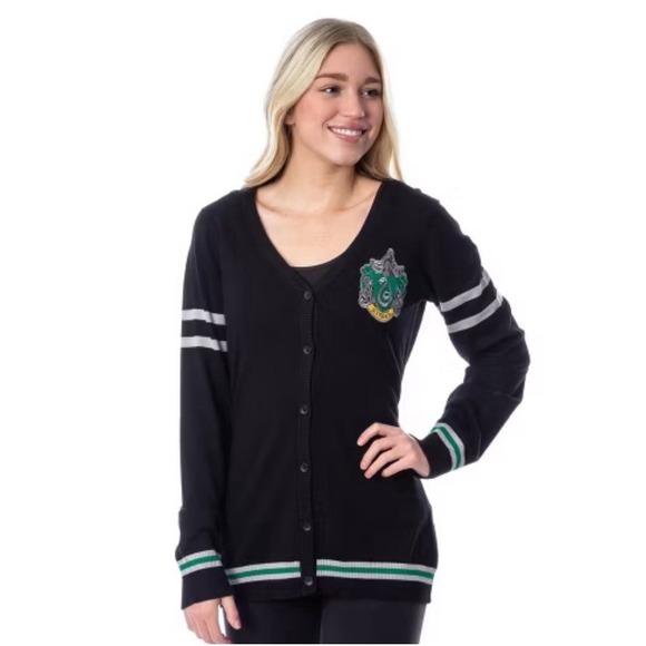 Harry Potter Slytherin Cardigan Women's XS Black Sweater Stretch Cosplay Costume - Picture 1 of 10